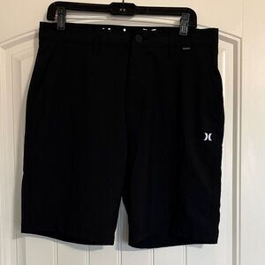 Hurley Black Athletic Stretch Shorts with Logo